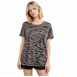 CHASER short sleeve womens tee all over zebra print size medium short sleeves